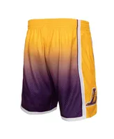 Men's Mitchell & Ness Gold and Purple Los Angeles Lakers 2009/10 Hardwood Classics Fadeaway Reload 3.0 Swingman Shorts