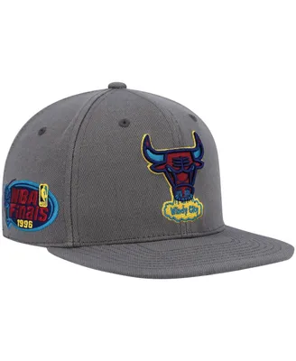 Men's Mitchell & Ness Charcoal Chicago Bulls Hardwood Classics 1996 Nba Finals Carbon Cabernet Fitted Hat