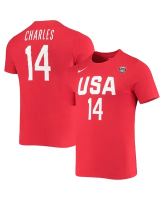 Women's Nike Tina Charles Usa Basketball Red Name and Number Performance T-shirt