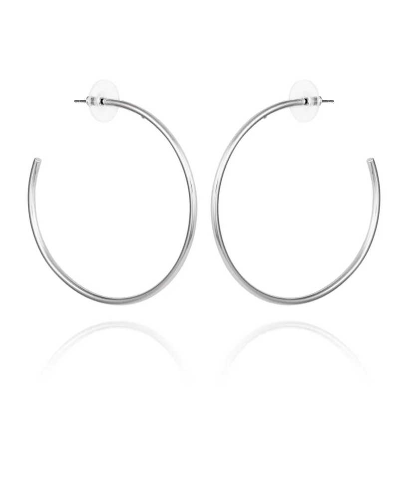Vince Camuto Silver-Tone Large Open Hoop Earrings - Silver