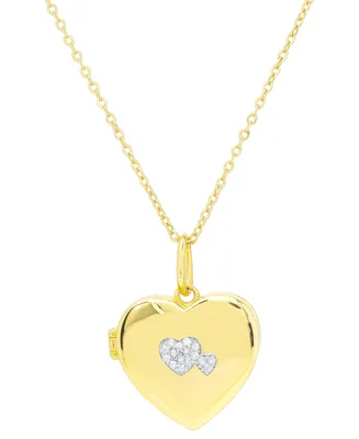 Diamond Heart Locket 18" Pendant Necklace (1/10 ct. t.w.) in 14k Gold-Plated Sterling Silver - Gold