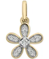 Wrapped Diamond Flower Charm Pendant (1/20 ct. t.w.) in 10k Gold, Created for Macy's