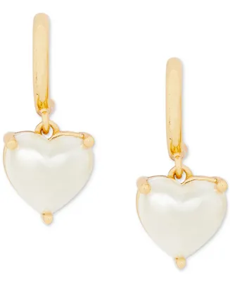 Kate Spade New York Gold-Tone Imitation Pearl Heart Drop Earrings