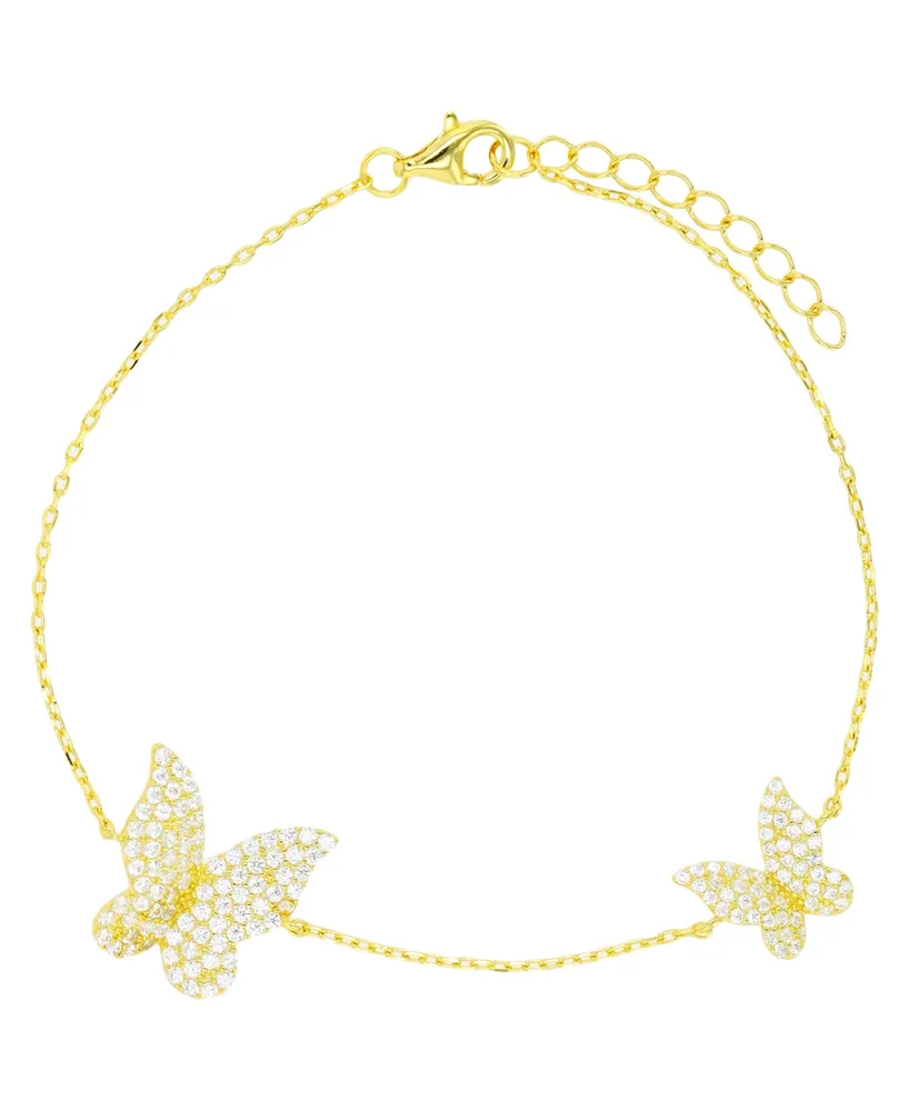 Butterfly Anklet 14K Gold Plated or Sterling Silver