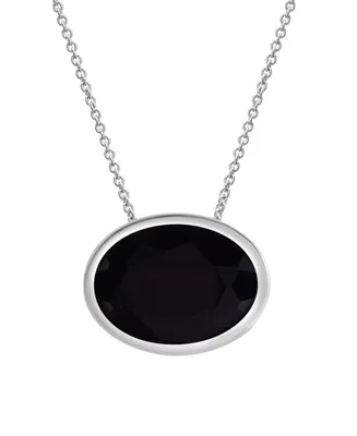 Onyx (14mm x 10mm) Oval Pendant Necklace