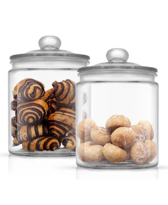 Joyful Round Glass Cookie Jar with Airtight Lids, Set of 2