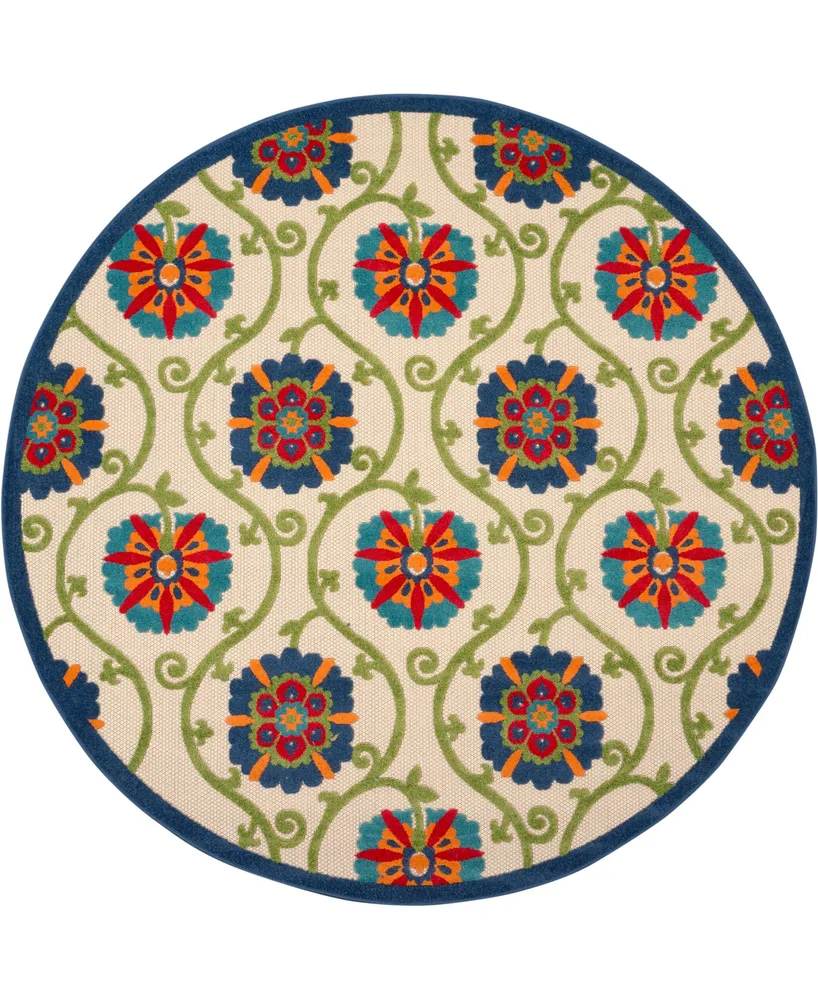 Nourison Home Aloha ALH19 7'10" x 7'10" Round Outdoor Area Rug