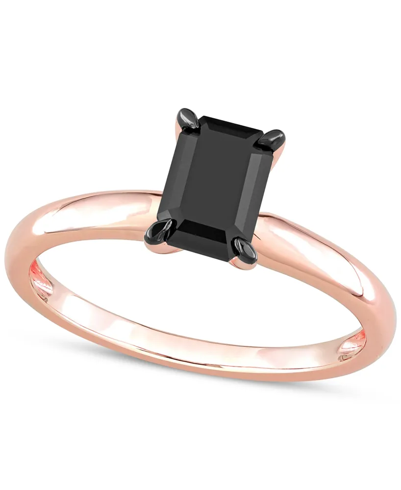 Black Diamond Emerald-Cut Solitaire Engagement Ring (1 ct. t.w.) 14k Rose Gold