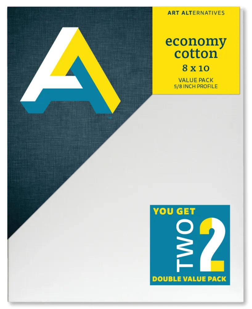 Art Alternatives 8" x 10" Economy Cotton Stretched Canvas Set, 2 Piece