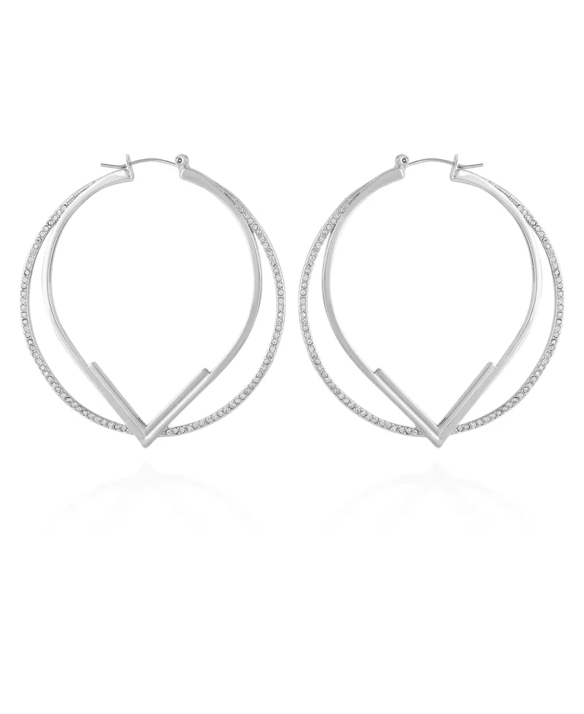 Vince Camuto Pave Hoop Earrings - Silver