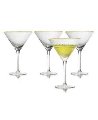 Rocher Martini Glasses, Set of 4, 9.5 Oz - Clear, Gold
