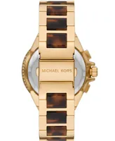 Michael Kors Women's Camille Chronograph Gold-Tone Stainless Steel and Tortoise Acetate Bracelet Watch 43mm - Two