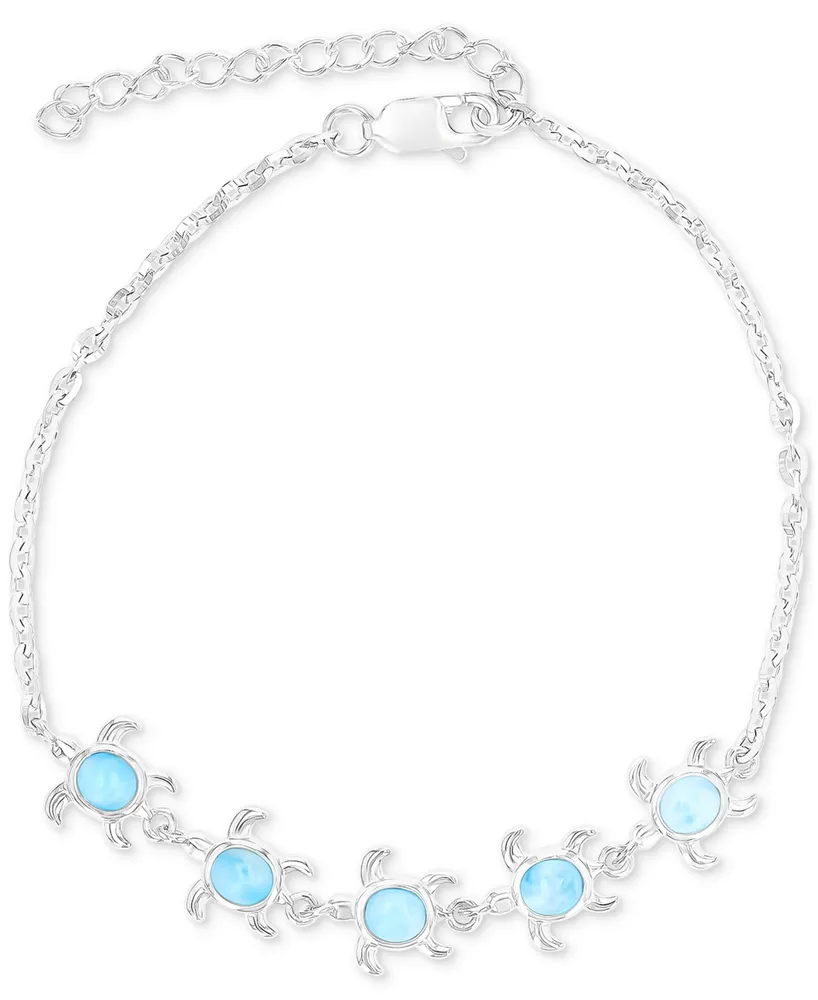 Larimar Turtle Link Bracelet (3/4 ct. t.w.) in Sterling Silver