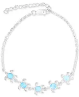 Larimar Turtle Link Bracelet (3/4 ct. t.w.) in Sterling Silver