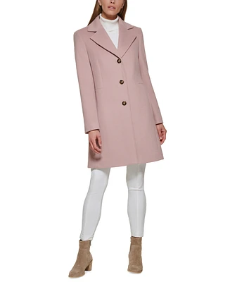 Calvin Klein Womens Single-Breasted Wool Blend Coat