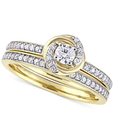 Diamond Swirl Halo Bridal Set (1/2 ct. t.w.) 14k Gold