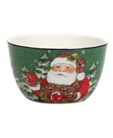 Certified International Christmas Lodge Santa 4 Piece Ice Cream Bowl Set