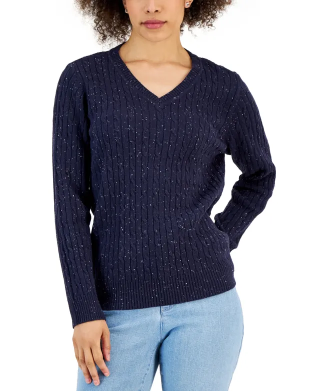 Karen Scott Women's Cotton V-Neck Sweater, Created for Macy's