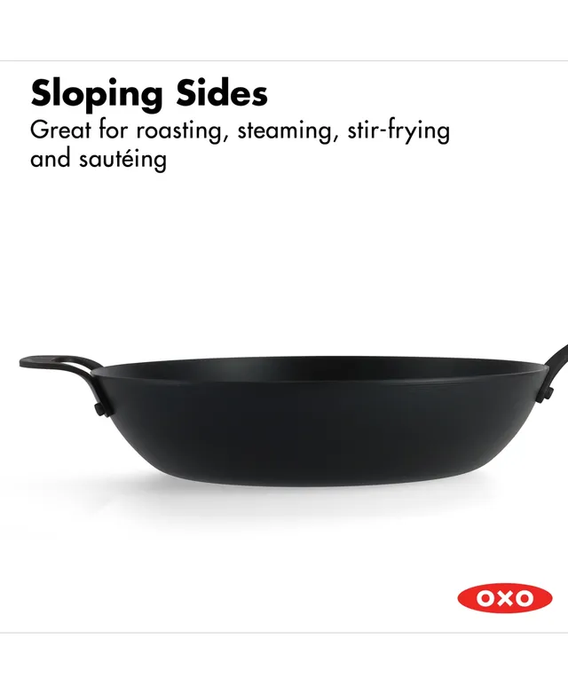 OXO Obsidian Carbon Steel 8 Fry Pan with Silicone Sleeve Black