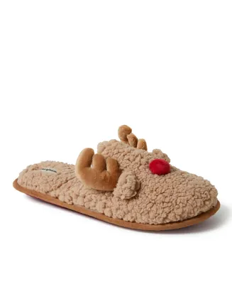 Dearfoams Men's Holiday Novelty Christmas Reindeer Scuff Slipper