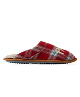 Dearfoams Men's Papa Bear Red Plaid Dad Scuff Slipper