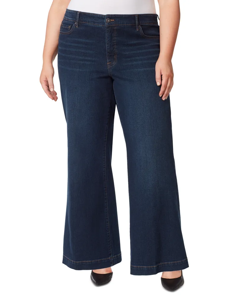 Jessica Simpson Trendy Plus True Love Trouser Wide-Leg Jeans
