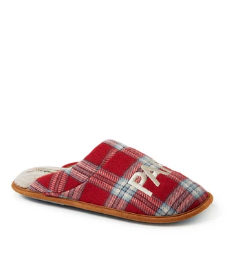 Dearfoams Men's Papa Bear Red Plaid Dad Scuff Slipper