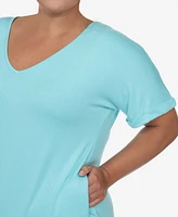 Plus Short Sleeve V-neck Maxi Dress