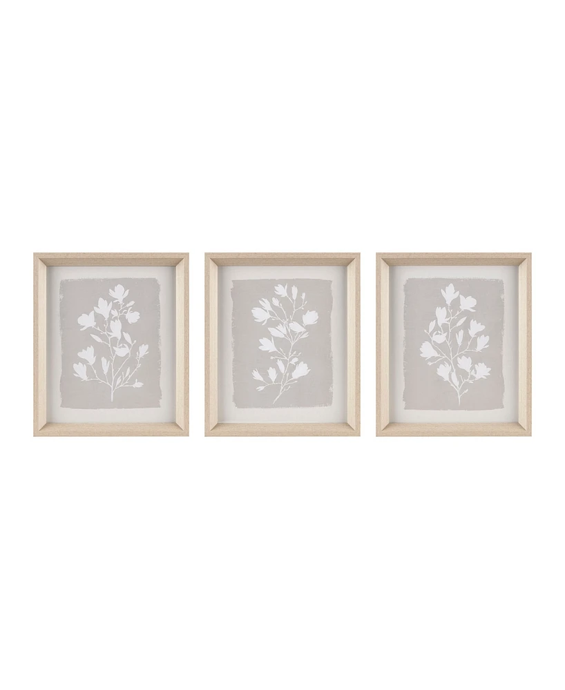 Madison Park 3 Piece Fair Florets Printed Framed Graphic Wall Art, 14" x 12"