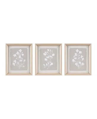 Madison Park 3 Piece Fair Florets Printed Framed Graphic Wall Art, 14" x 12"