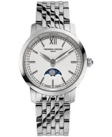 Frederique Constant Women's Swiss Slimline Moonphase Stainless Steel Bracelet Watch 30mm