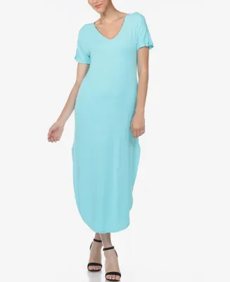 Women's Short Sleeve V-Neck Maxi Dress