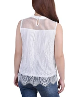 Women's Sleeveless Mock Neck Lace Top