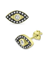 Giani Bernini Cubic Zirconia with Black Rhodium Evil Eye Stud Earrings, 18K Gold over Silver