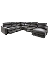 Gabrine -Pc. Leather Sectional with Power Headrests and Chaise