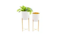 CosmoLiving by Cosmopolitan Contemporary Planters with Stand, Set of 2