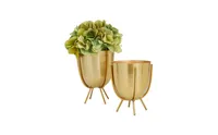 CosmoLiving by Cosmopolitan Contemporary Planters with Stand, Set of 2 - Gold