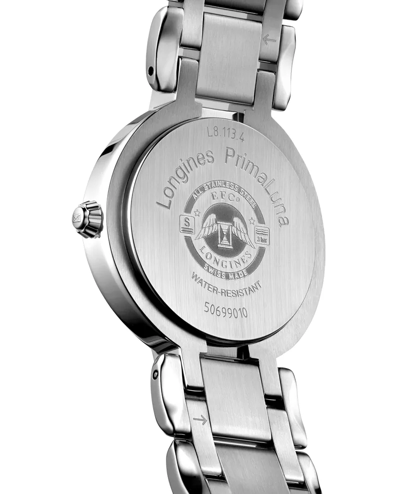 Longines Women's Swiss Automatic PrimaLuna Stainless Steel Bracelet Watch 30mm