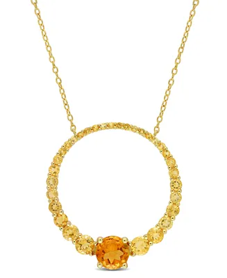 Citrine (3 1/4 ct. t.w.) Graduated Open Circle Necklace in 18k Gold Plated Sterling Silver