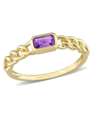 10K Yellow Gold or Rose Amethyst Link Ring