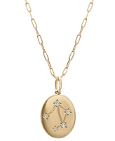 Wrapped Diamond Libra Constellation 18" Pendant Necklace (1/20 ct. tw) in 10k Yellow Gold, Created for Macy's