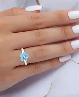 Larimar Flower Ring (1/2 ct. t.w.) Sterling Silver