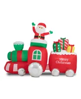 Glitzhome 8' Lighted Inflatable Santa on Pick-Up Train Decor