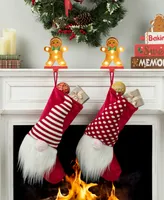 Glitzhome 7.25" Marquee Led Gingerbread Man Christmas Stocking Holder