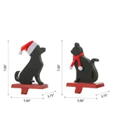 Glitzhome 7" Christmas Stocking Cat Dog Holder Set, 2 Piece