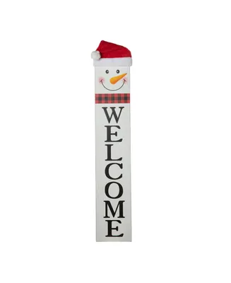 Glitzhome 42.5" Reversible Wooden Hohoho and Snowman Porch Sign