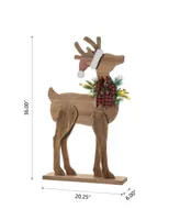 Glitzhome 36" Chunky Wood Reindeer Porch Decor