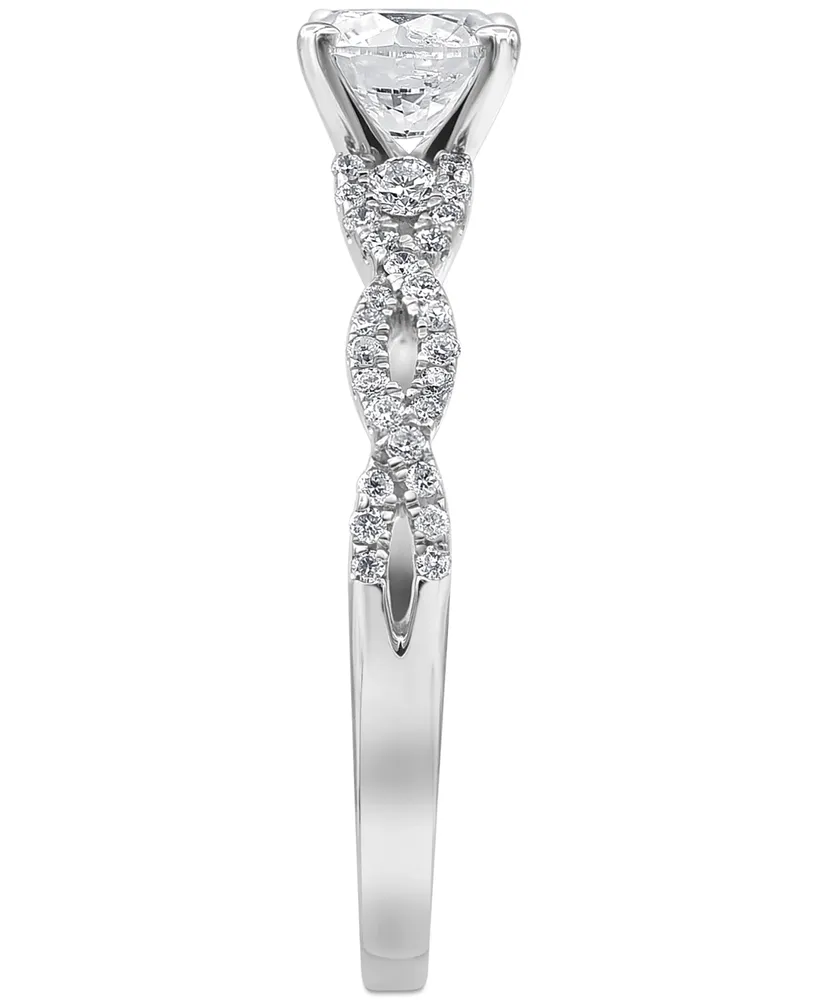 Diamond Twist Engagement Ring (1 ct. t.w.) in 14k White Gold