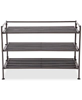 Seville Classics 3-Tier Stackable 9-Pair Resin Slat Shoe Rack