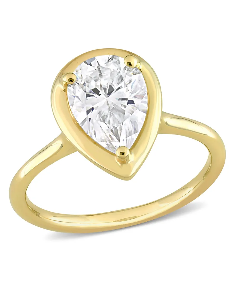 Moissanite 10K Gold Pear Solitaire Engagement Ring